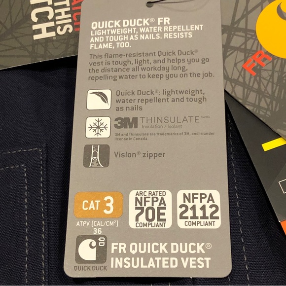 Carhartt Vest Adult 3XL XXXL Blue Work Wear Duck Down FR Fire Resistant Mens - Picture 7 of 16